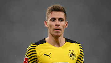STUTTGART, GERMANY - APRIL 08: Thorgan Hazard of Borussia Dortmund seen during the Bundesliga match between VfB Stuttgart and Borussia Dortmund at Mercedes-Benz Arena on April 08, 2022 in Stuttgart, Germany. (Photo by Matthias Hangst/Getty Images)