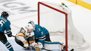 Reilly Smith #19 of the Vegas Golden Knights attempts to score. (Photo by Lachlan Cunningham/Getty Images)