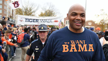 Nov 25, 2017; Auburn, AL, USA; Former player Charles Barkley greets fans before the game between the Auburn Tigers and the Alabama Crimson Tide at Jordan-Hare Stadium. Mandatory Credit: Christopher Hanewinckel-USA TODAY Sports