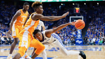 Jan 15, 2022; Lexington, Kentucky, USA; Kentucky Wildcats guard Sahvir Wheeler (2) drives to the basket during the second half against the Tennessee Volunteers at Rupp Arena at Central Bank Center. Mandatory Credit: Jordan Prather-USA TODAY Sports