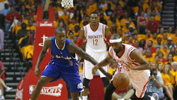 HOUSTON, TX - MAY 12: Jamal Crawford #11 of the Los Angeles Clippers fights for the ball with Corey Brewer #33 of the Houston Rockets during Game Five of the Western Conference Semifinals at the Toyota Center for the 2015 NBA Playoffs on May 12, 2015 in Houston, Texas. NOTE TO USER: User expressly acknowledges and agrees that, by downloading and/or using this photograph, user is consenting to the terms and conditions of the Getty Images License Agreement. (Photo by Scott Halleran/Getty Images)