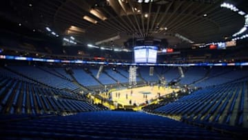 Oct 30, 2013; Oakland, CA, USA; General view interior Oracle Arena before the game between the Golden State Warriors and the Los Angeles Lakers. Mandatory Credit: Kelley L Cox-USA TODAY Sports