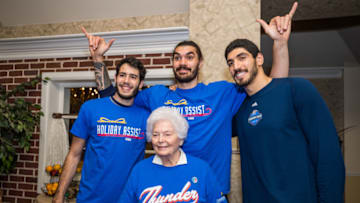 Steven Adams, Enes Kanter, OKC Thunder (Photo by Zach Beeker/NBAE via Getty Images)