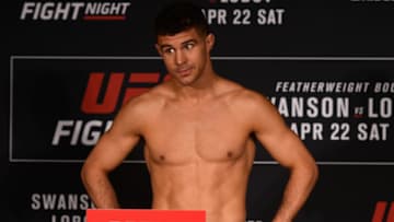 NASHVILLE, TN - APRIL 21: Al Iaquinta poses on the scale during the UFC Fight Night weigh-in at the Sheraton Music City Hotel on April 21, 2017 in Nashville, Tennessee. (Photo by Jeff Bottari/Zuffa LLC/Zuffa LLC via Getty Images)