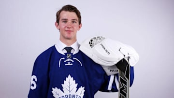 BUFFALO, NY - JUNE 25: Joseph Woll poses for a portrait after being selected 62nd overall by the Toronto Maple Leafs during the 2016 NHL Draft on June 25, 2016 in Buffalo, New York. (Photo by Jeffrey T. Barnes/Getty Images)
