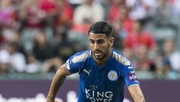 HONG KONG, HONG KONG - JULY 19: Leicester City FC midfielder Riyad Mahrez (R) in action during the Premier League Asia Trophy match between Leicester City FC and West Bromwich Albion at Hong Kong Stadium on July 19, 2017 in Hong Kong, Hong Kong. (Photo by Victor Fraile/Getty Images)