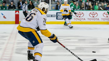 DALLAS, TX - DECEMBER 05: Nashville Predators defenseman P.K. Subban (76) skates up the ice during the game between the Dallas Stars and the Nashville Predators on Tuesday 05, 2017 at the American Airlines Center in Dallas, Texas. Nashville beats Dallas 5-2. (Photo by Matthew Pearce/Icon Sportswire via Getty Images)
