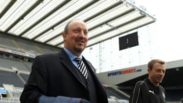 NEWCASTLE UPON TYNE, ENGLAND - AUGUST 26: Rafael Benitez, Manager of Newcastle United (L) and Francisco De Miguel Moreno arrive ahead of the Premier League match between Newcastle United and Chelsea FC at St. James Park on August 26, 2018 in Newcastle upon Tyne, United Kingdom. (Photo by Stu Forster/Getty Images)