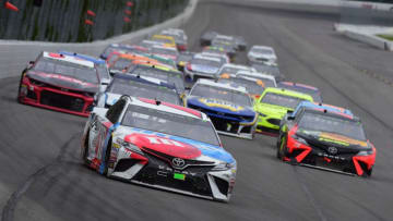 LONG POND, PA - JUNE 03: Kyle Busch, driver of the #18 M and M's Red White and Blue Toyota (Photo by Jared C. Tilton/Getty Images)