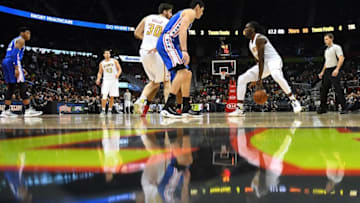 Nov 12, 2016; Atlanta, GA, USA; Atlanta Hawks forward Taurean Prince (12) attempts a shot during the second half against the Philadelphia 76ers at Philips Arena. The Hawks won 117-96. Mandatory Credit: Christopher Hanewinckel-USA TODAY Sports