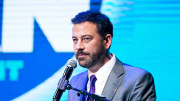 HOLLYWOOD, CA - APRIL 21: Host and TV personality Jimmy Kimmel speaks on stage at the Keep It Clean Comedy Benefit for Waterkeeper Alliance at Avalon on April 21, 2016 in Hollywood, California. (Photo by Rich Polk/Getty Images for Waterkeeper Alliance )