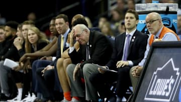 OMAHA, NE - MARCH 23: Head coach Jim Boeheim of the Syracuse Orange reacts from the bench against the Duke Blue Devils during the second half in the 2018 NCAA Men's Basketball Tournament Midwest Regional at CenturyLink Center on March 23, 2018 in Omaha, Nebraska. (Photo by Jamie Squire/Getty Images)
