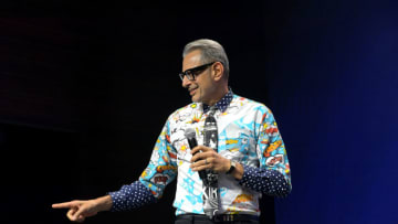 ANAHEIM, CALIFORNIA - AUGUST 23: Jeff Goldblum of “The World According To Jeff Goldblum” speaks onstage during the Disney+ Pavilion at Disney’s D23 EXPO 2019 in Anaheim, Calif. “The World According To Jeff Goldblum” will stream exclusively on Disney+, which launches on November 12. (Photo by Charley Gallay/Getty Images for Disney+)