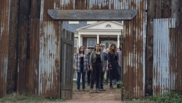 Alanna Masterson as Tara Chambler, Katelyn Nacon as Enid, Matt Lintz as Henry, Nadia Hilker as Magna - The Walking Dead _ Season 9, Episode 11 - Photo Credit: Gene Page/AMC