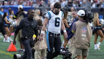 Carolina Panthers quarterback Baker Mayfield. (Jim Dedmon-USA TODAY Sports)