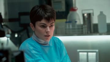 Coroner -- "The Suburbs" -- Image Number: COR107_BTS_1001r.jpg -- Pictured: Behind the scenes with Serinda Swan -- Photo: © 2020 Muse Entertainment Enterprises, Inc.