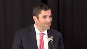STILL FROM VIDEO: University of Louisville AD Josh Heird smiles while speaking to the media regarding the IARP decisions in the Pitino, Adidas and Brian Bowen scandalMvi 1455 00 00 15 17 Still001