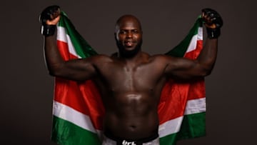GREENVILLE, SC - JUNE 22: Jairzinho Rozenstruik of Suriname poses for a portrait backstage during the UFC Fight Night event at Bon Secours Wellness Arena on June 22, 2019 in Greenville, South Carolina. (Photo by Todd Lussier/Zuffa LLC/Zuffa LLC via Getty Images)