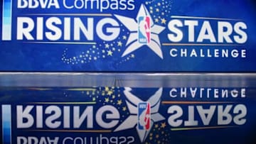 Feb 14, 2014; New Orleans, LA, USA; A general view of the Rising Stars logo during the 2014 Rising Stars Challenge at Smoothie King Center. Mandatory Credit: Bob Donnan-USA TODAY Sports
