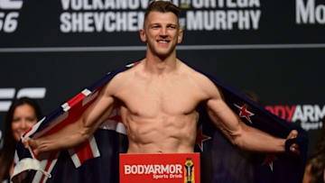 Sep 24, 2021; Las Vegas, Nevada, USA; Dan Hooker during weigh-ins for UFC 266 at Park Theater. Mandatory Credit: Gary A. Vasquez-USA TODAY Sports