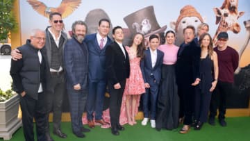 WESTWOOD, CALIFORNIA - JANUARY 11: (L-R) Vice Chairman of NBCUniversal Ron Meyer, President of Film Music and Publishing at Universal Pictures Mike Knobloch, Michael Sheen, John Cena, Rami Malek, Carmel Laniado, Harry Collett, Selena Gomez, Robert Downey Jr., Stephen Gaghan, Susan Downey, and Danny Elfman attend the Premiere of Universal Pictures' "Dolittle" at Regency Village Theatre on January 11, 2020 in Westwood, California. (Photo by Matt Winkelmeyer/Getty Images)