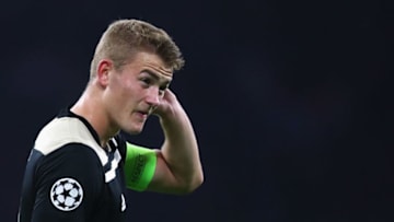 AMSTERDAM, NETHERLANDS - OCTOBER 23: Captain, Matthijs de Ligt of Ajax looks on during the Group E match of the UEFA Champions League between Ajax and SL Benfica at Johan Cruyff Arena on October 23, 2018 in Amsterdam, Netherlands. (Photo by Dean Mouhtaropoulos/Getty Images)