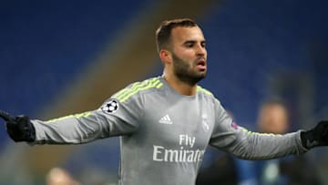 ROME, ITALY - FEBRUARY 17: Jese of Real Madrid celebrates scoring the second goal for his team during the UEFA Champions League round of 16 first leg match between AS Roma and Real Madrid CF at Stadio Olimpico on February 16, 2016 in Rome, Italy. (Photo by Jean Catuffe/Getty Images)