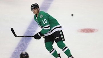 DALLAS, TX - SEPTEMBER 18: Nicholas Caamano #10 of the Dallas Stars at American Airlines Center on September 18, 2018 in Dallas, Texas. (Photo by Ronald Martinez/Getty Images)
