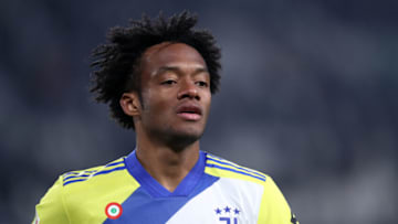 ALLIANZ STADIUM, TORINO, ITALY - 2022/02/10: Juan Cuadrado of Juventus Fc looks on during the Coppa Italia match between Juventus Fc and Us Sassuolo. Juventus Fc wins 2-1 over Us Sassuolo. (Photo by Marco Canoniero/LightRocket via Getty Images)