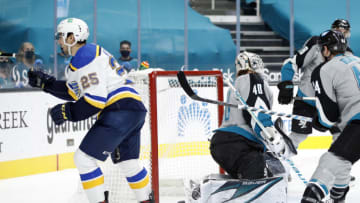 St. Louis Blues Jordan Kyrou (25)Mandatory Credit: Darren Yamashita-USA TODAY Sports