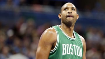 Dec 7, 2016; Orlando, FL, USA; Boston Celtics center Al Horford (42) looks on against the Orlando Magic during the second half at Amway Center. Boston Celtics defeated the Orlando Magic 117-87. Mandatory Credit: Kim Klement-USA TODAY Sports