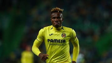 LISBON, PORTUGAL - FEBRUARY 14: Samuel Chukwueze of Villarreal CF gestures during the UEFA Europa League Round of 32 First Leg match between Sporting CP and Villarreal at Estadio Jose Alvalade on February 14, 2019 in Lisbon, Lisboa. (Photo by Carlos Rodrigues/Getty Images)