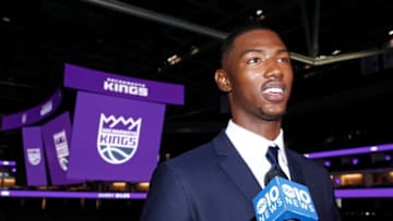 SACRAMENTO, CA - JUNE 24: The Sacramento Kings 2017 Draft Pick Harry Giles speaks with the media on June 24, 2017 at the Golden 1 Center in Sacramento, California. NOTE TO USER: User expressly acknowledges and agrees that, by downloading and/or using this Photograph, user is consenting to the terms and conditions of the Getty Images License Agreement. Mandatory Copyright Notice: Copyright 2017 NBAE (Photo by Rocky Widner/NBAE via Getty Images)