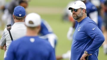 Jul 28, 2016; Anderson, IN, USA; Indianapolis Colts general manager Ryan Grigson watches during the Indianapolis Colts NFL training camp at Anderson University. Mandatory Credit: Mykal McEldowney/Indy Star via USA TODAY NETWORK
