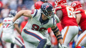 Sep 13, 2015; Houston, TX, USA; Houston Texans defensive end J.J. Watt (99) in action during a game against the Kansas City Chiefs at NRG Stadium. Mandatory Credit: Troy Taormina-USA TODAY Sports