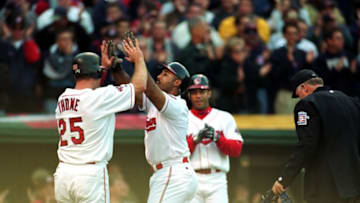 Cleveland Indians Harold Baines Jonathan Daniel /Allsport