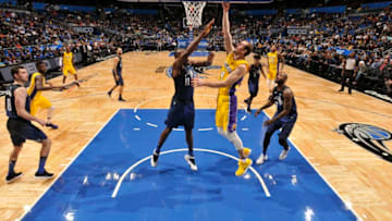 ORLANDO, FL - JANUARY 31: Alex Caruso #4 of the Los Angeles Lakers shoots the ball against the Orlando Magic on January 31, 2018 at Amway Center in Orlando, Florida. NOTE TO USER: User expressly acknowledges and agrees that, by downloading and or using this photograph, User is consenting to the terms and conditions of the Getty Images License Agreement. Mandatory Copyright Notice: Copyright 2018 NBAE (Photo by Fernando Medina/NBAE via Getty Images)