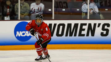 MINNEAPOLIS, MN - MARCH 16: Ohio State Buckeyes defenseman Lauren Boyle (6) skates up ice during the semifinal game between the Clarkson Golden Knights and the Ohio State Buckeyes on March 16, 2018 at Ridder Arena in Minneapolis, Minnesota. (Photo by David Berding/Icon Sportswire via Getty Images)