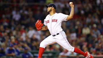 BOSTON, MA - SEPTEMBER 13: Eduardo Rodriguez #57 of the Boston Red Sox pitches against the Toronto Blue Jays during the fourth inning at Fenway Park on September 13, 2018 in Boston, Massachusetts.(Photo by Maddie Meyer/Getty Images)