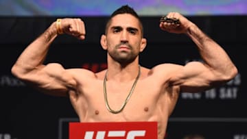 WINNIPEG, CANADA - DECEMBER 15: Ricardo Lamas poses on the scale during the UFC Fight Night weigh-in on December 15, 2017 in Winnipeg, Canada. (Photo by Josh Hedges/Zuffa LLC/Zuffa LLC via Getty Images)