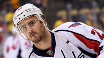 PITTSBURGH, PA - MAY 1: Washington Capitals defenseman Kevin Shattenkirk (22) warms up before Game Three of the Eastern Conference Second Round during the 2017 NHL Stanley Cup Playoffs between the Washington Capitals and the Pittsburgh Penguins on May 1, 2017, at PPG Paints Arena in Pittsburgh, PA. (Photo by Jeanine Leech/Icon Sportswire via Getty Images)