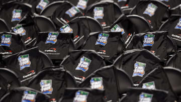 MINNEAPOLIS, MINNESOTA - APRIL 08: Final Four bags sit on chairs before the 2019 NCAA men's Final Four National Championship game between the Virginia Cavaliers and the Texas Tech Red Raiders at U.S. Bank Stadium on April 8, 2019 in Minneapolis, Minnesota. (Photo by Streeter Lecka/Getty Images)