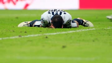 MONTERREY, MEXICO - JANUARY 12: Leonel Vangioni of Monterrey reacts during the 2nd round match between Monterrey and Leon as part of the Torneo Clausura 2019 Liga MX at BBVA Bancomer Stadium on January 12, 2019 in Monterrey, Mexico. (Photo by Alfredo Lopez/Jam Media/Getty Images)