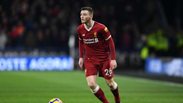 HUDDERSFIELD, ENGLAND - JANUARY 30: Andrew Robertson of Liverpool during the Premier League match between Huddersfield Town and Liverpool at John Smith's Stadium on January 30, 2018 in Huddersfield, England. (Photo by Gareth Copley/Getty Images)