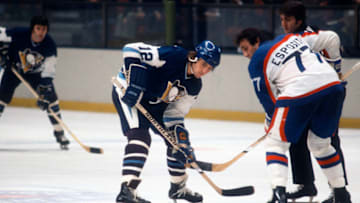 Phil Esposito #77 of the New York Rangers . (Photo by Focus on Sport/Getty Images)