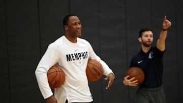 MEMPHIS, TN - MARCH 18: Greg Buckner looks on during a team practice on March 20, 2018 at Temple University in Philadelphia, Pennsylvania. NOTE TO USER: User expressly acknowledges and agrees that, by downloading and or using this photograph, User is consenting to the terms and conditions of the Getty Images License Agreement. Mandatory Copyright Notice: Copyright 2018 NBAE (Photo by Joe Murphy/NBAE via Getty Images)