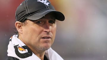BALTIMORE, MD - SEPTEMBER 21: Head coach Dana Holgorsen of the West Virginia Mountaineers looks on from the sidlelines during the fourth quarter of their 37-0 loss to the Maryland Terrapins at M