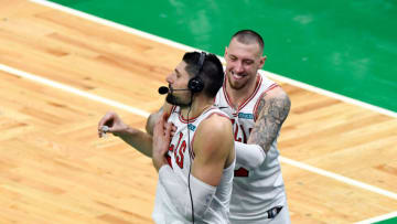 Daniel Theis, Nikola Vucevic, Chicago Bulls. Mandatory Credit: Brian Fluharty-USA TODAY Sports