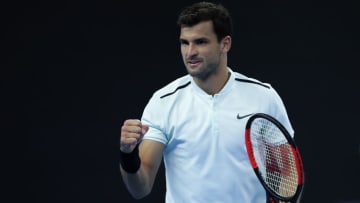 BEIJING, CHINA - OCTOBER 04: Grigor Dimitrov of Bulgaria reacts after losing the point against Juan Martin del Potro of Argentina during the Men's singles second round on day five of 2017 China Open at the China National Tennis Centre on October 4, 2017 in Beijing, China. (Photo by Lintao Zhang/Getty Images)