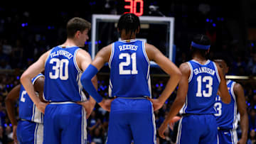 Duke basketball forwards Kyle Filipowski and Christian Reeves (Photo by Lance King/Getty Images)